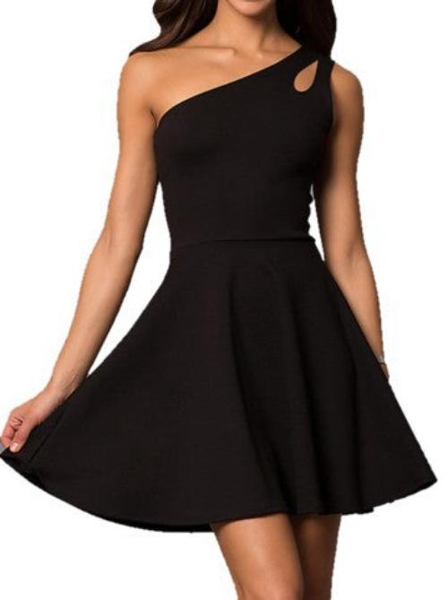 One Shoulder Dress with Teardrop Cutout