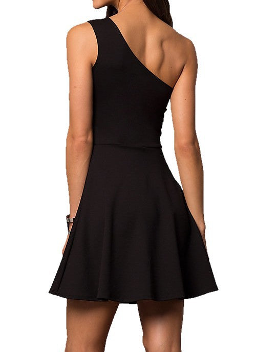 One Shoulder Dress with Teardrop Cutout