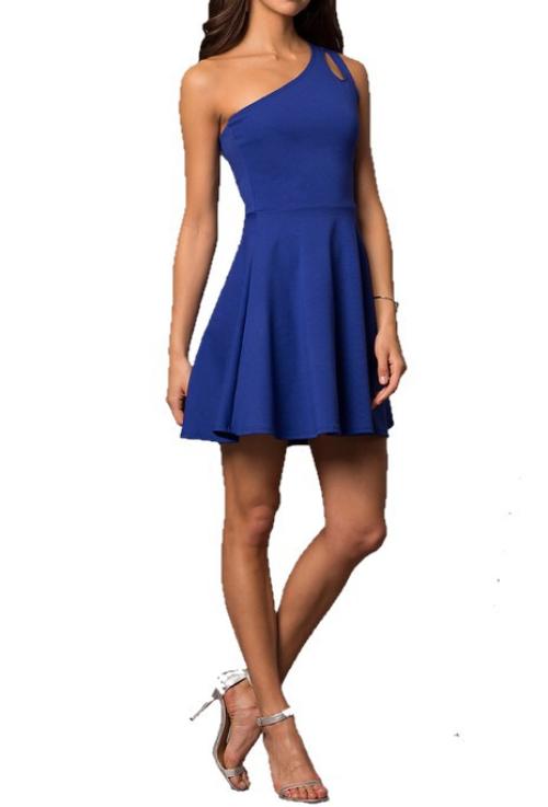 One Shoulder Dress with Teardrop Cutout