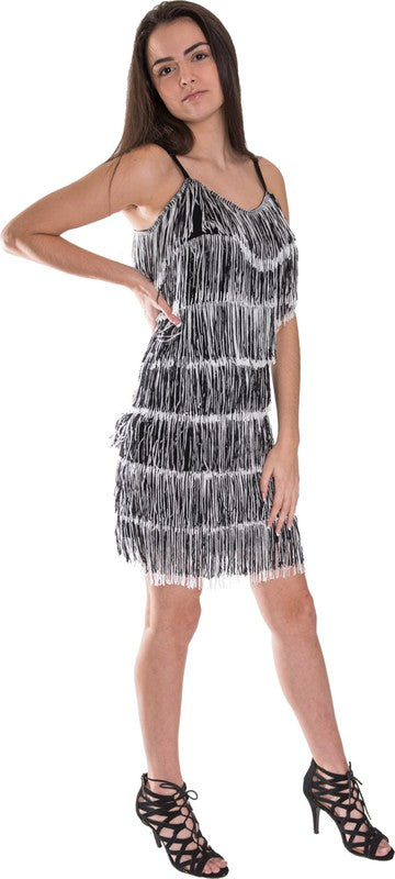 Short All Over Fringe Flapper Dress