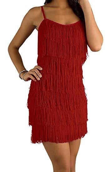 Short All Over Fringe Flapper Dress