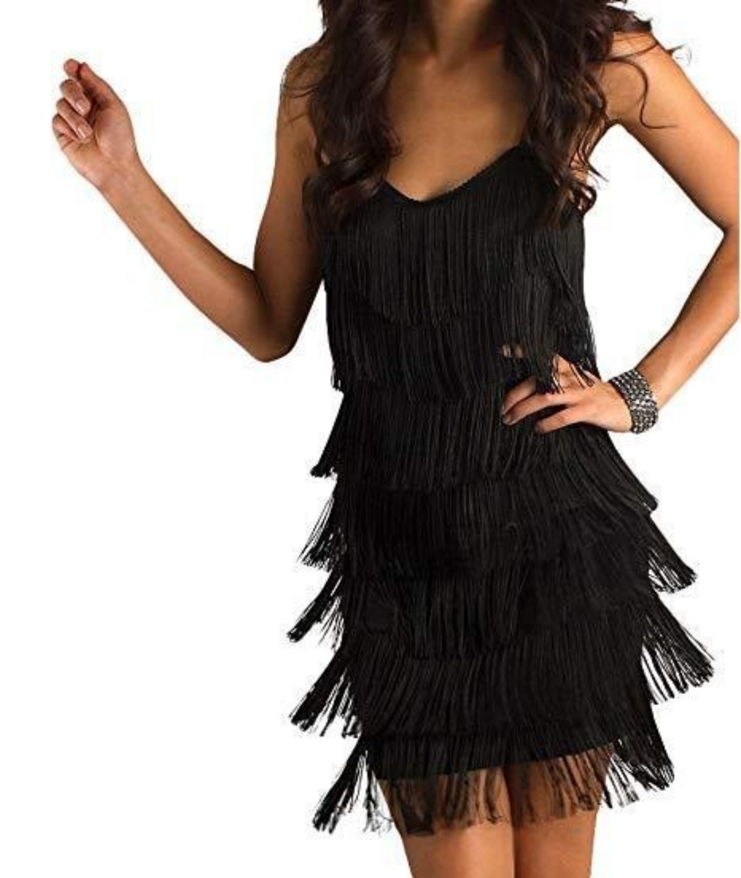 Short All Over Fringe Flapper Dress