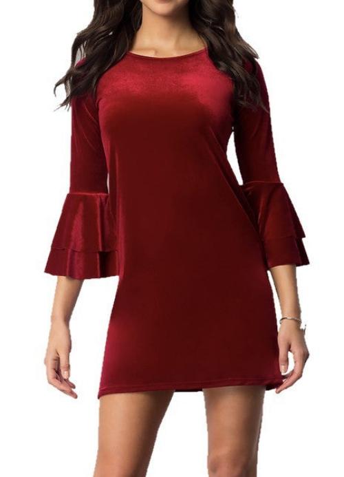 Velvet Double Flounce Dress