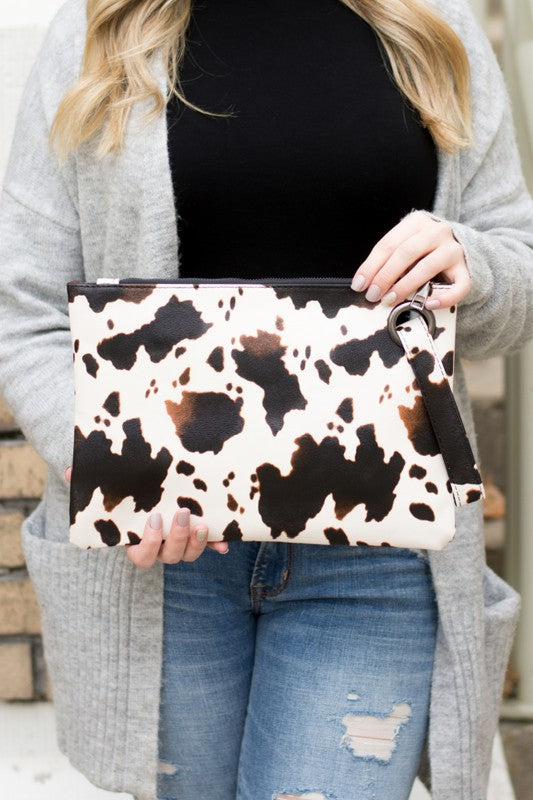 Cow Print Oversized Everyday Clutch - Sun of the Beach Boutique