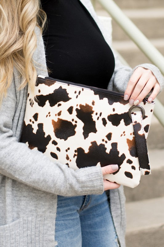 Cow Print Oversized Everyday Clutch - Sun of the Beach Boutique