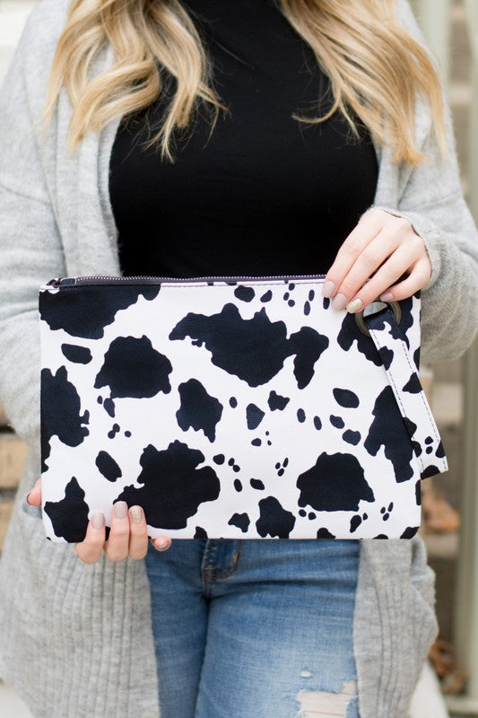 Cow Print Oversized Everyday Clutch - Sun of the Beach Boutique