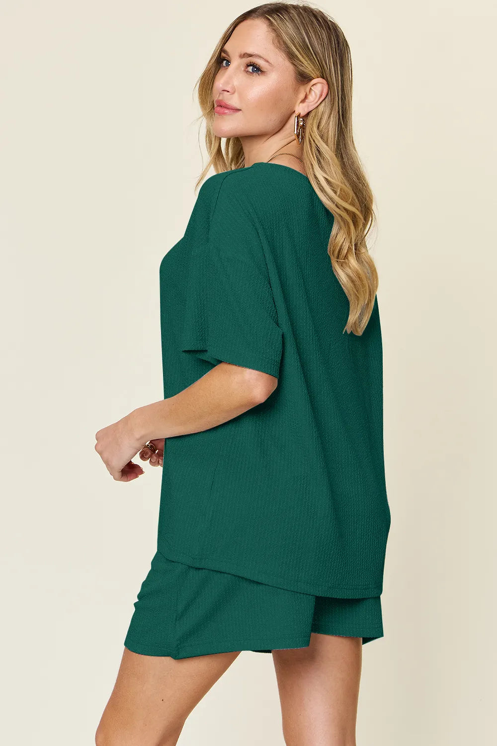 Double Take Basic Style Round Neck Solid Set