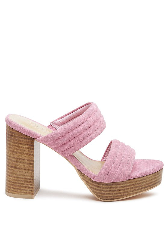 RAG&CO MILLE FEUX SUEDE SLIP-ON BLOCK HEELED SANDAL - Sun of the Beach Boutique