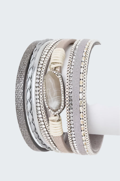 Genuine Stone Mix Media Magnetic Cuff