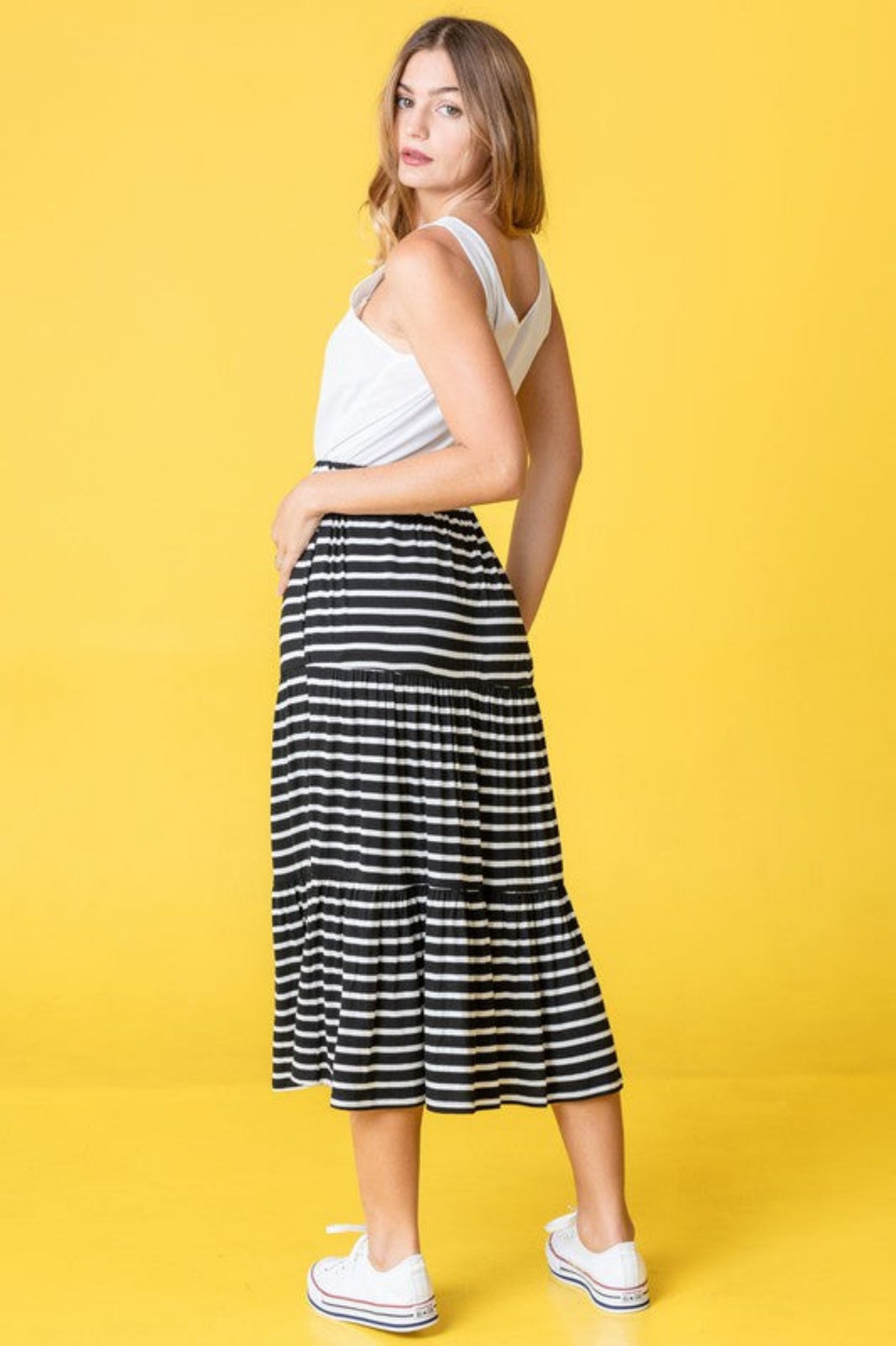 black striped skirt