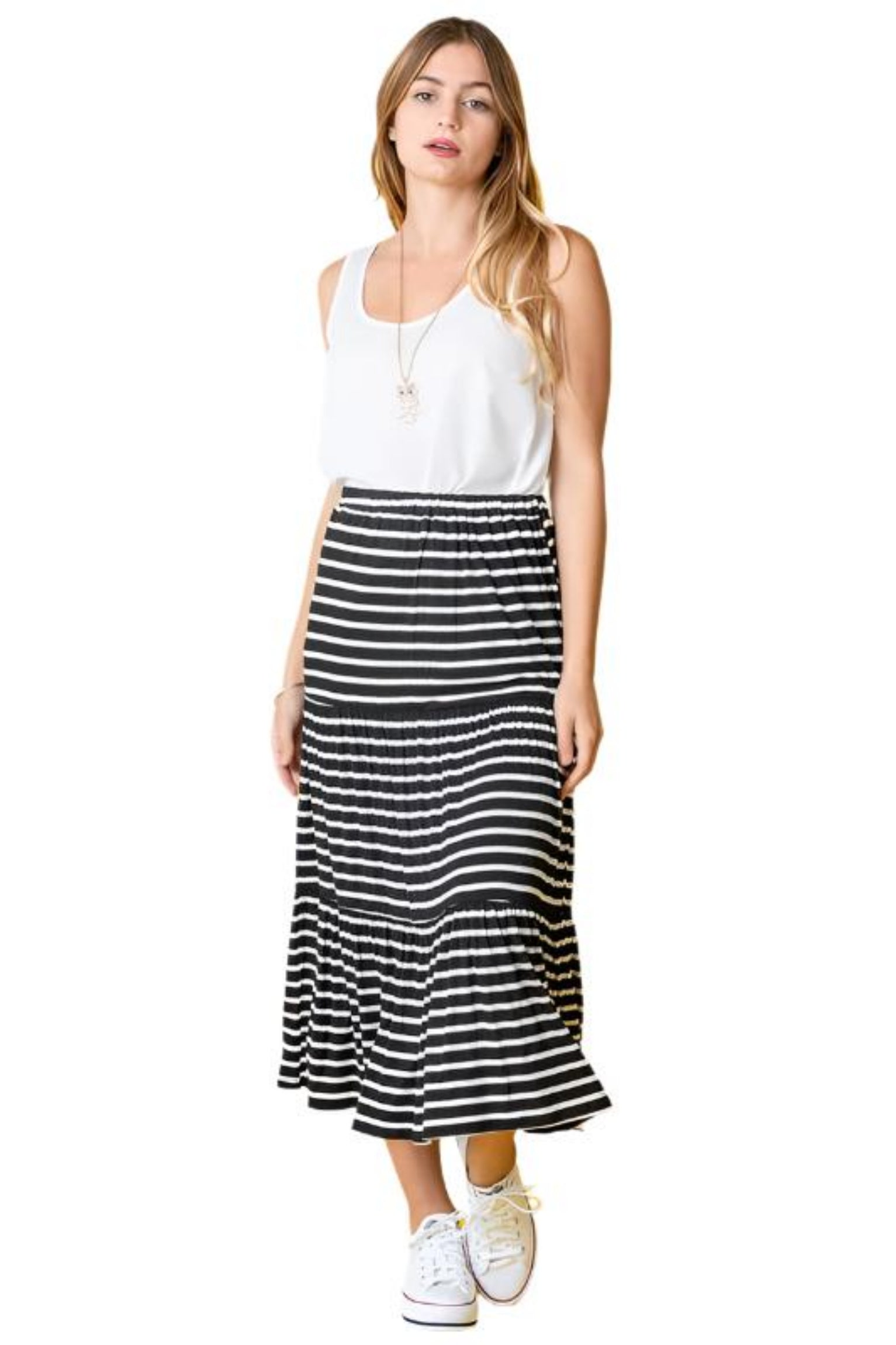 black stripe skirt