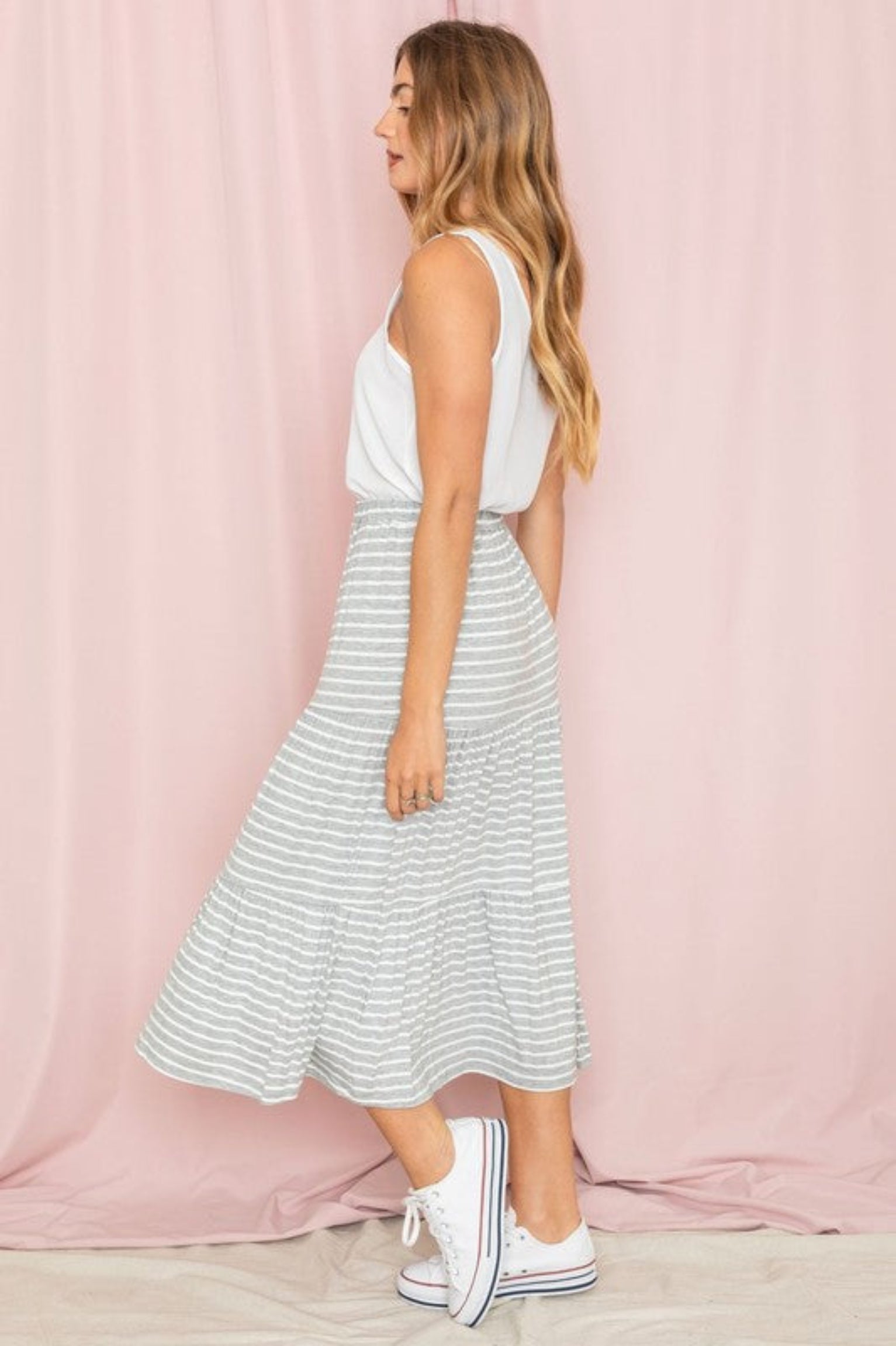 gray stripe skirt