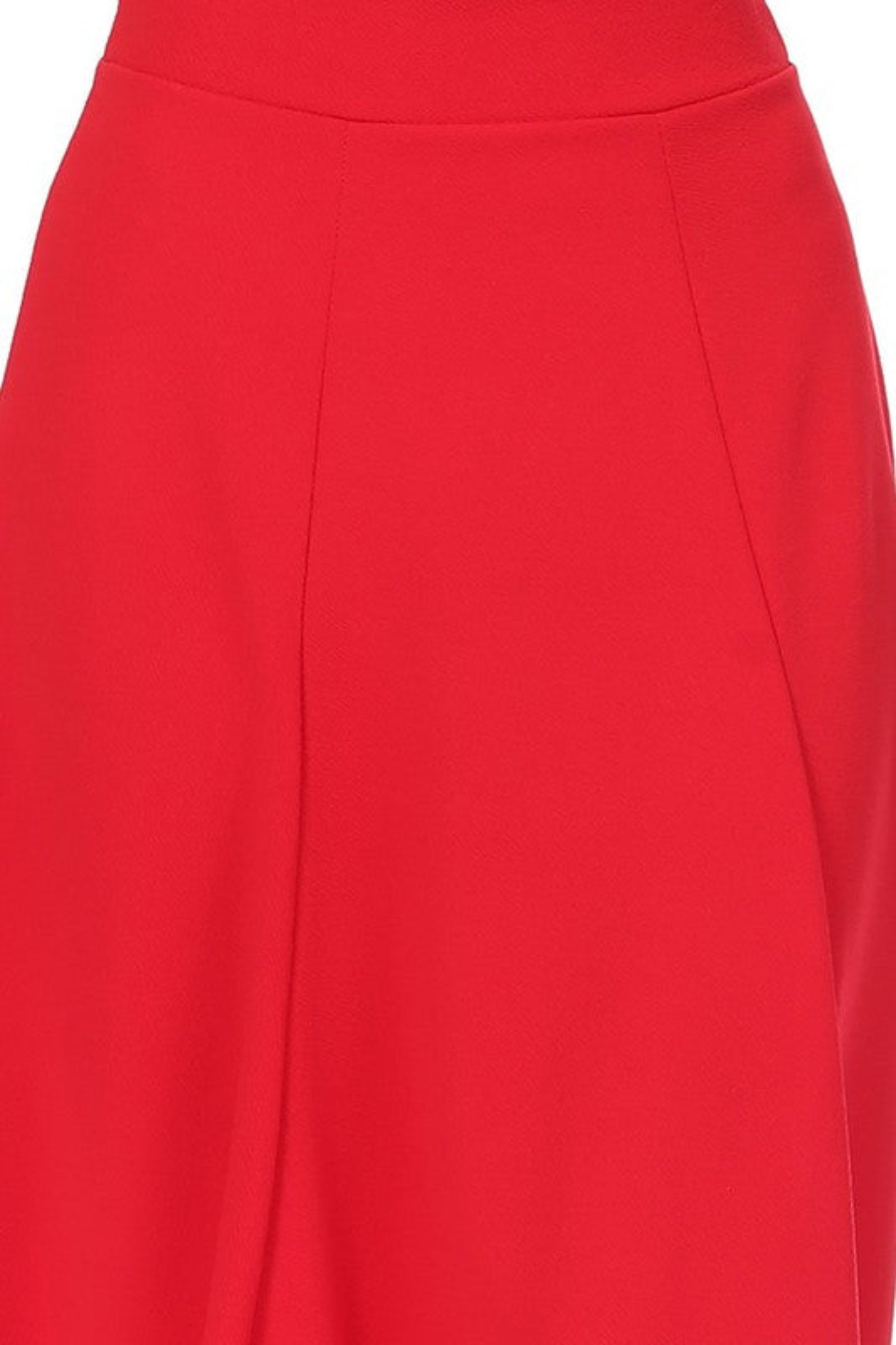 Paneled A-line Midi Skirt with Banded Waist