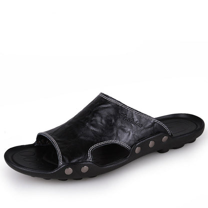 Slippers Leather Non-Slip Outer Wear Tide Sandals - Sun of the Beach Boutique