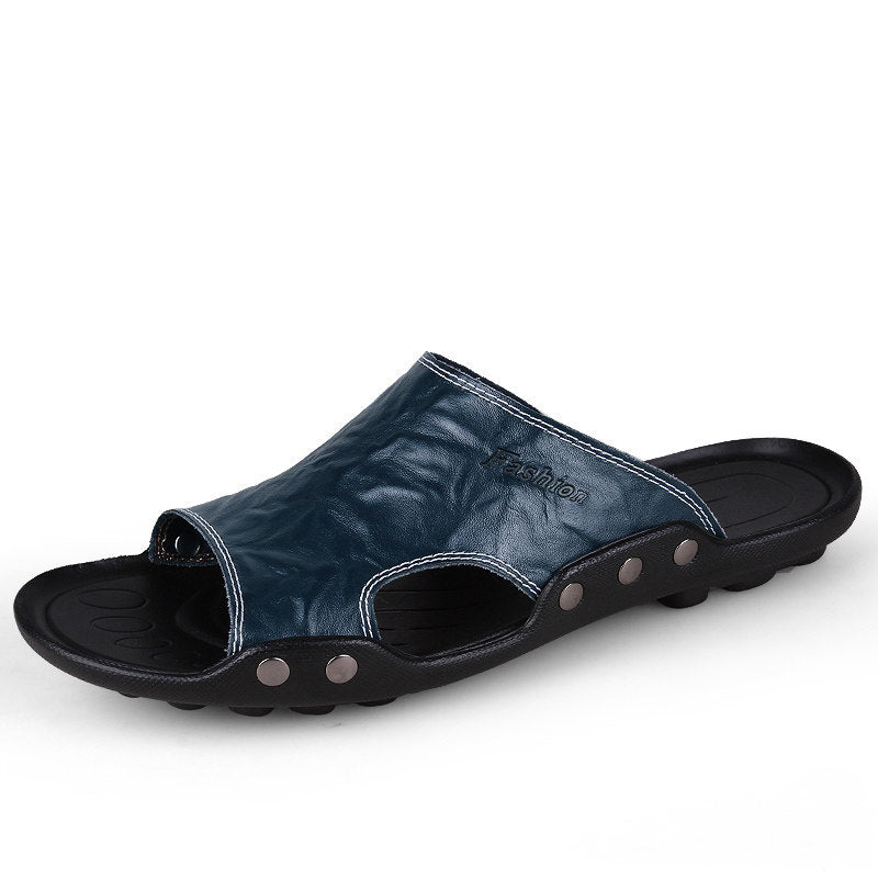 Slippers Leather Non-Slip Outer Wear Tide Sandals - Sun of the Beach Boutique