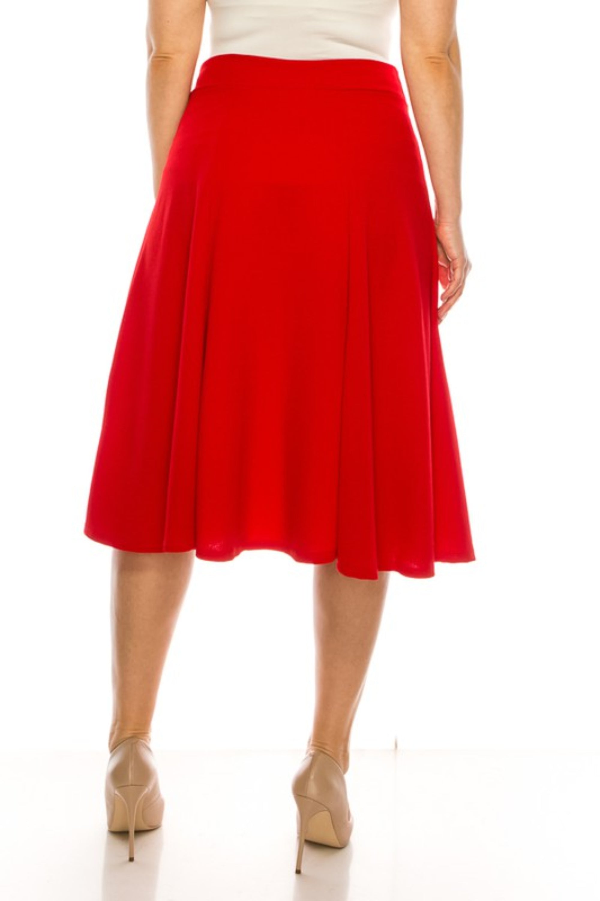 Plus Sized Paneled A-Line Midi Skirt