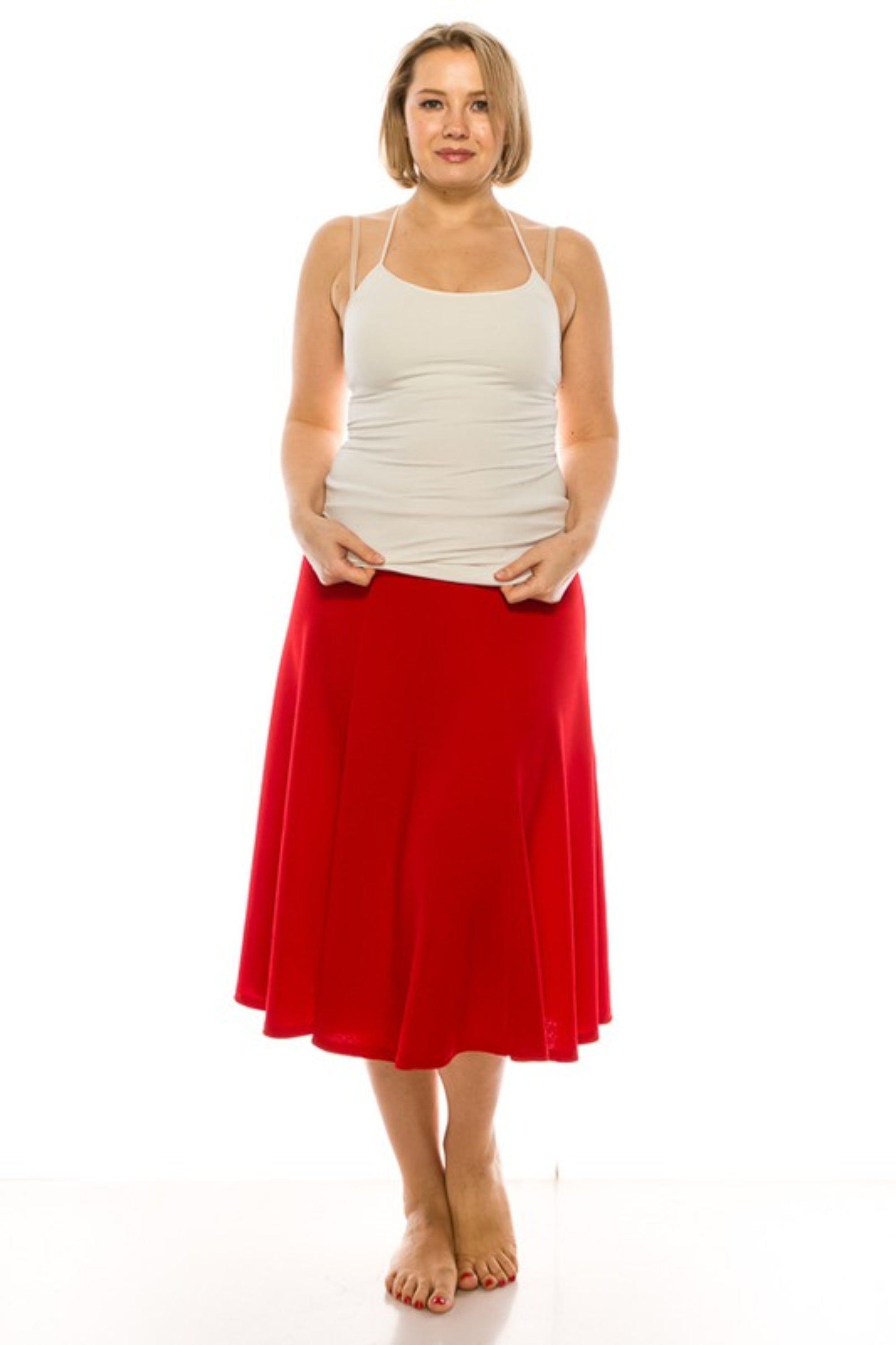 Plus Sized Paneled A-Line Midi Skirt