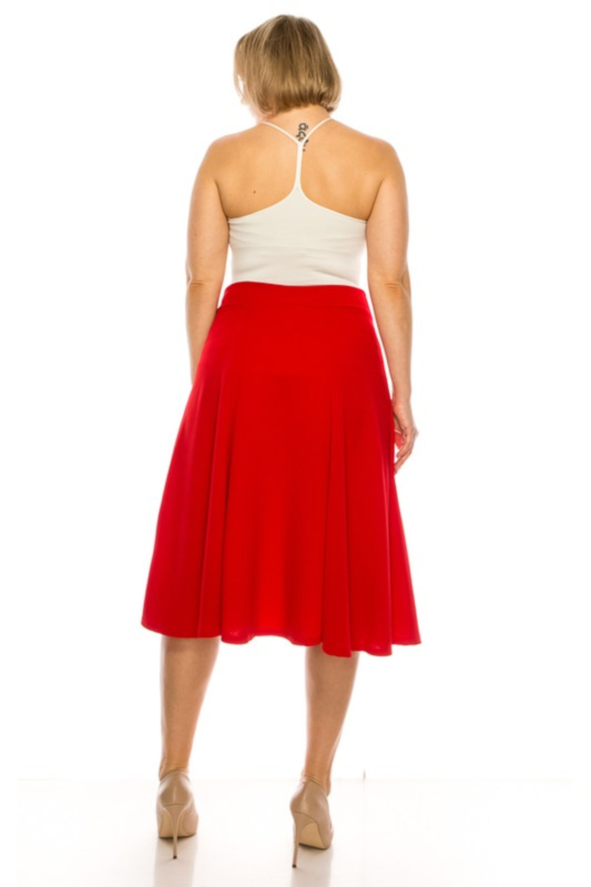Plus Sized Paneled A-Line Midi Skirt