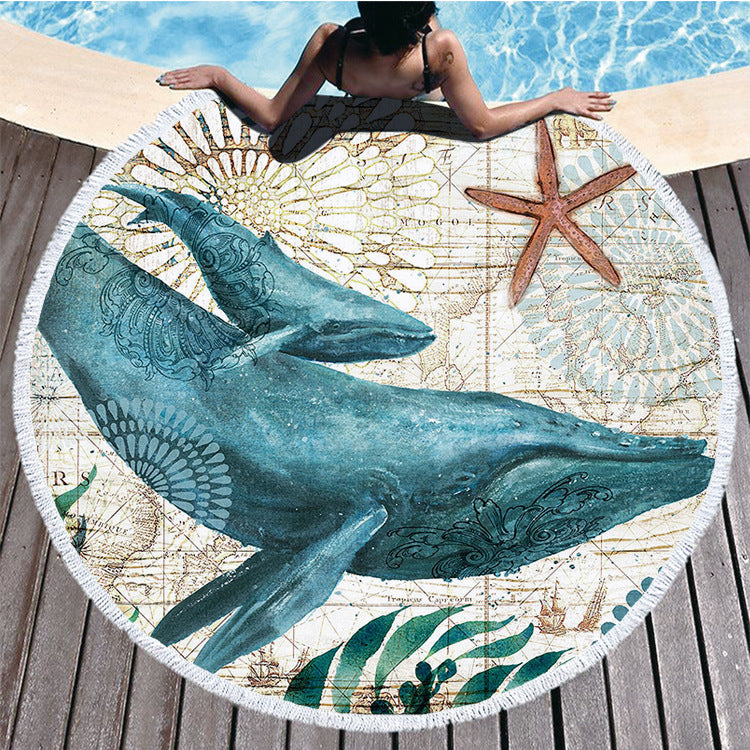 Ocean Turtle Tassel Round Bath Towel - Sun of the Beach Boutique