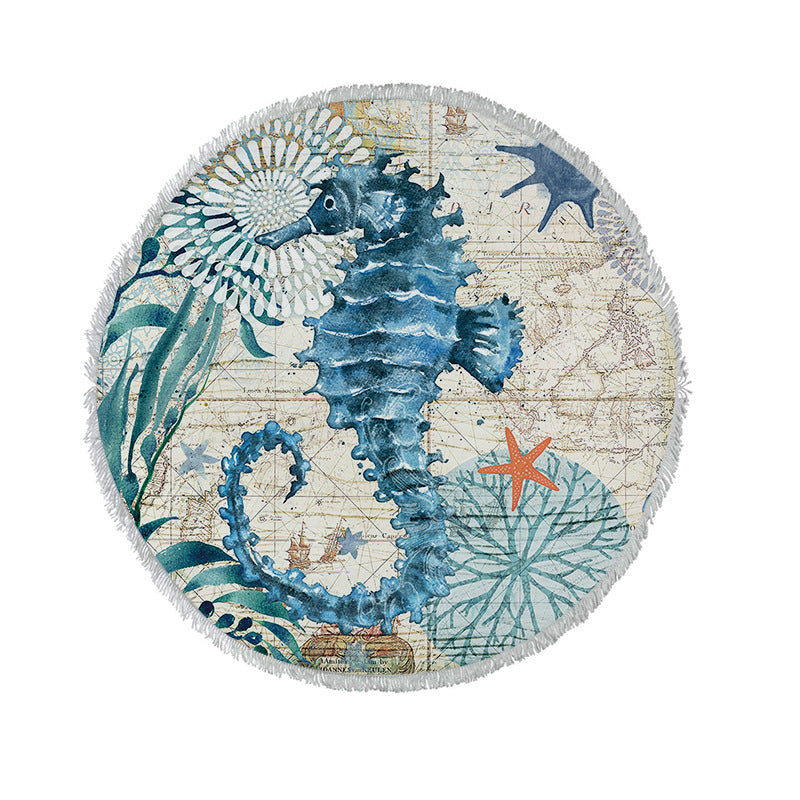 Ocean Turtle Tassel Round Bath Towel - Sun of the Beach Boutique