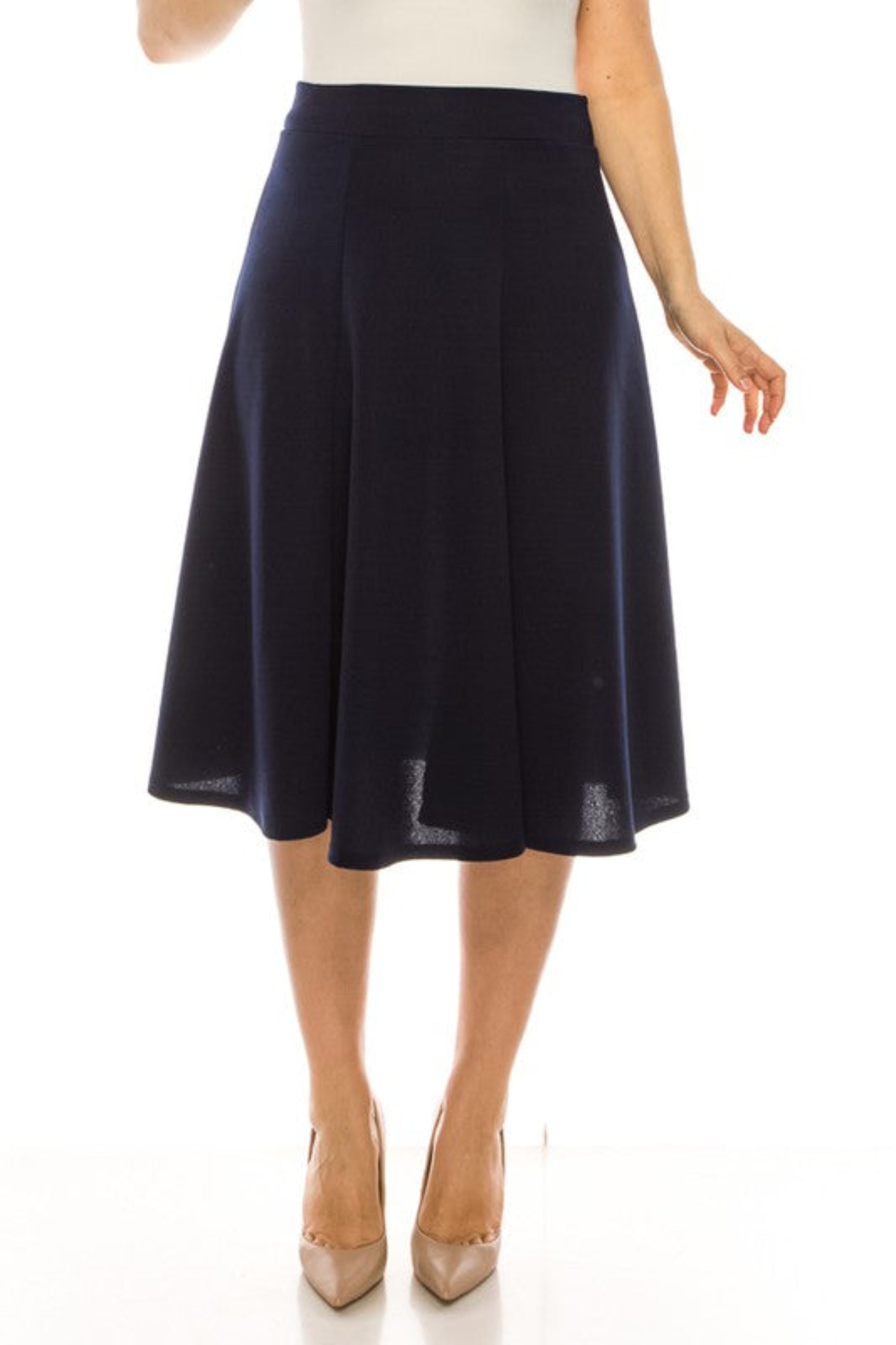 Plus Sized Paneled A-Line Midi Skirt