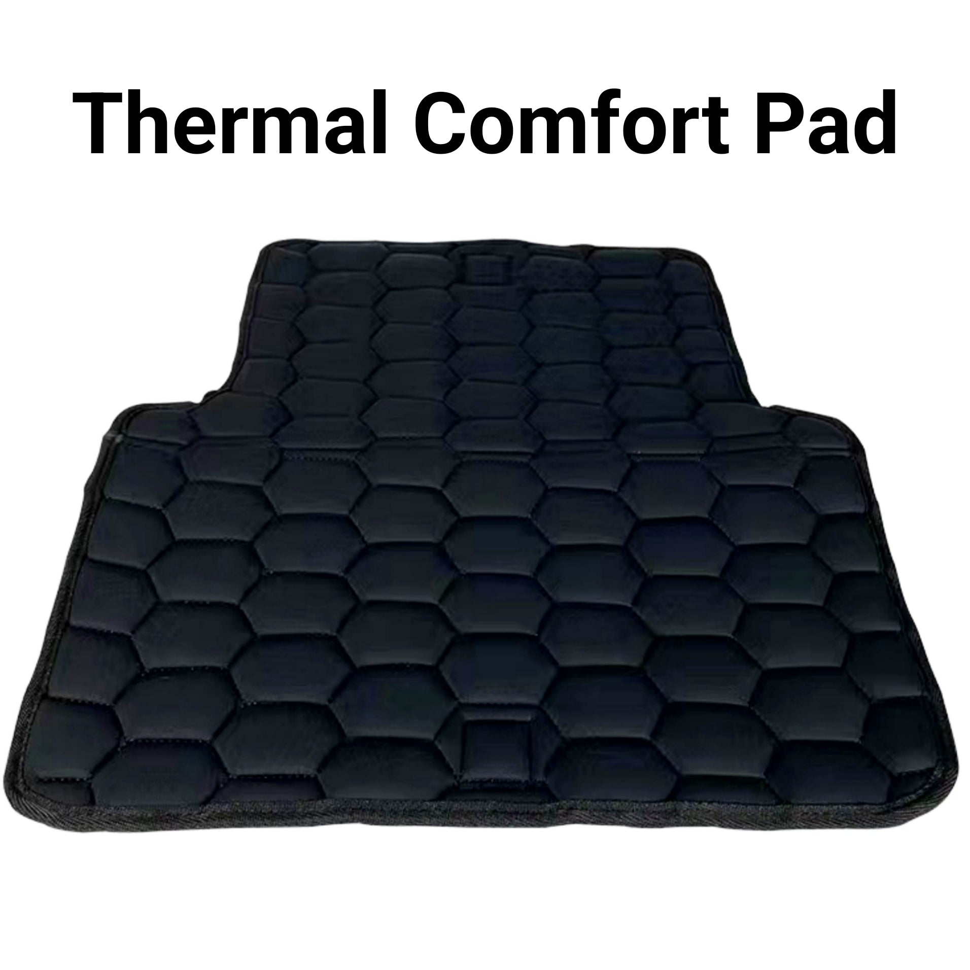 Black thermal comfort pad with honeycomb pattern on a white background
