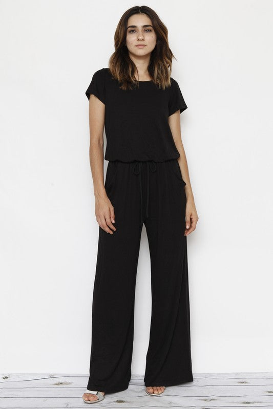 Plus Short Sleeve Jumpsuit W/Pocket