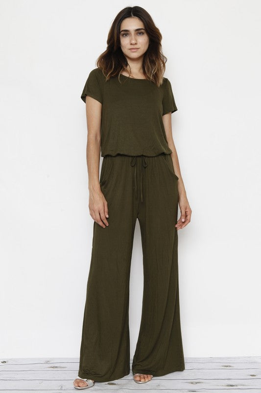 Plus Short Sleeve Jumpsuit W/Pocket