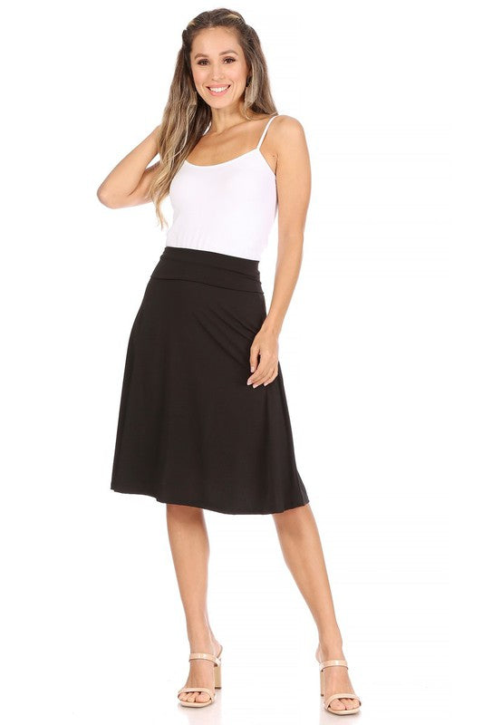 Solid A-Line Pull On Skirt