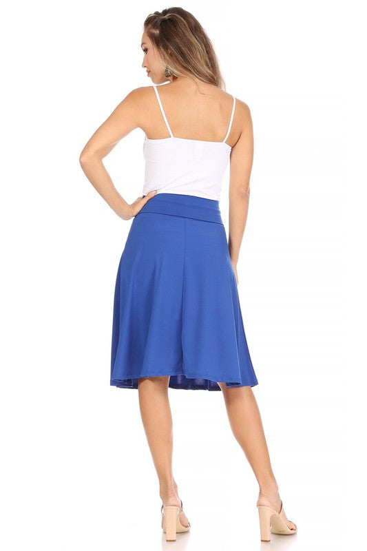 Solid A-Line Pull On Skirt