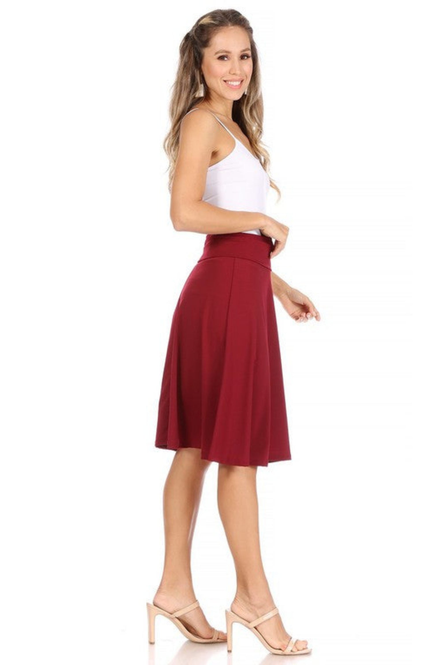 wine color skirt