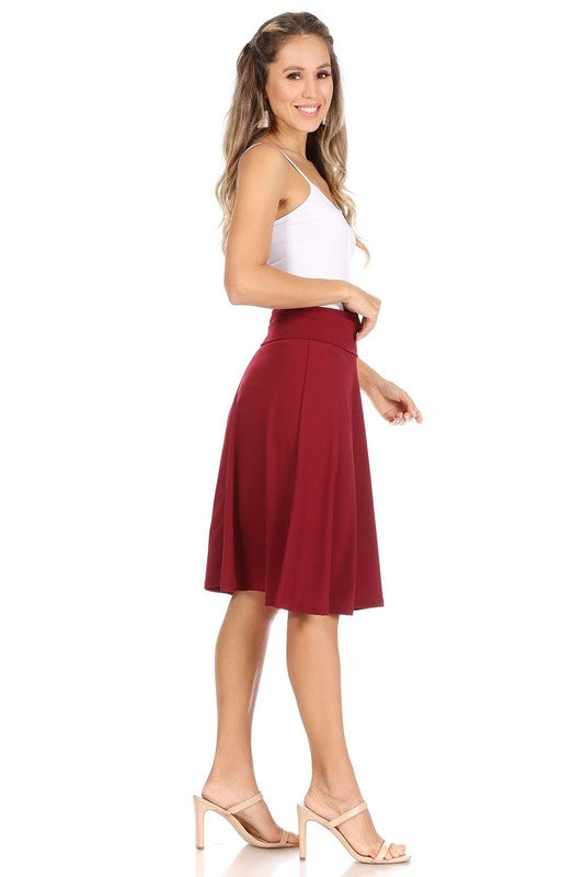 Solid A-Line Pull On Skirt