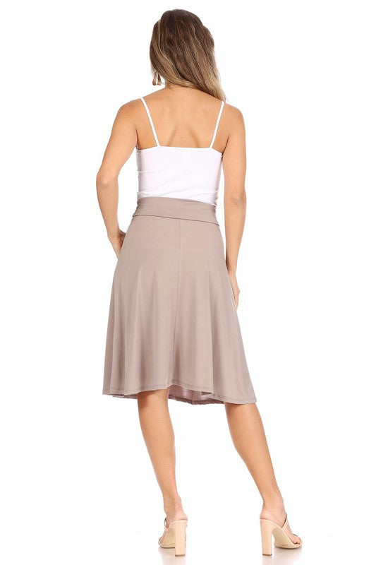 Solid A-Line Pull On Skirt