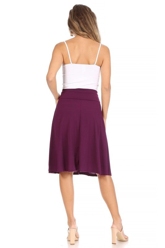 Solid A-Line Pull On Skirt