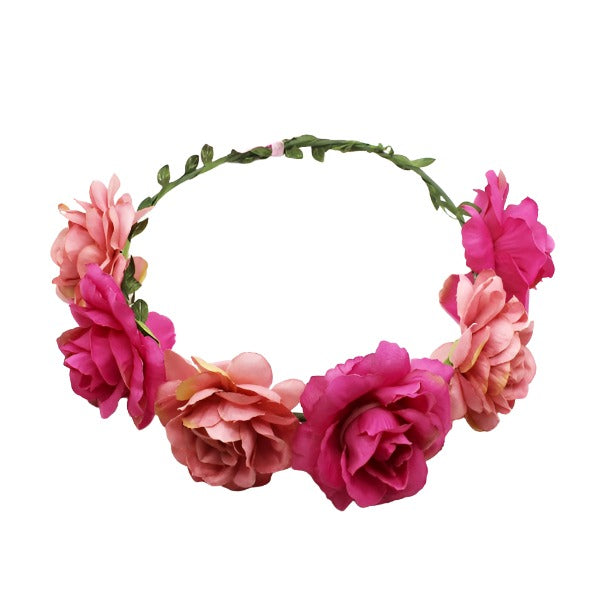 Pink Rose Crown Headband