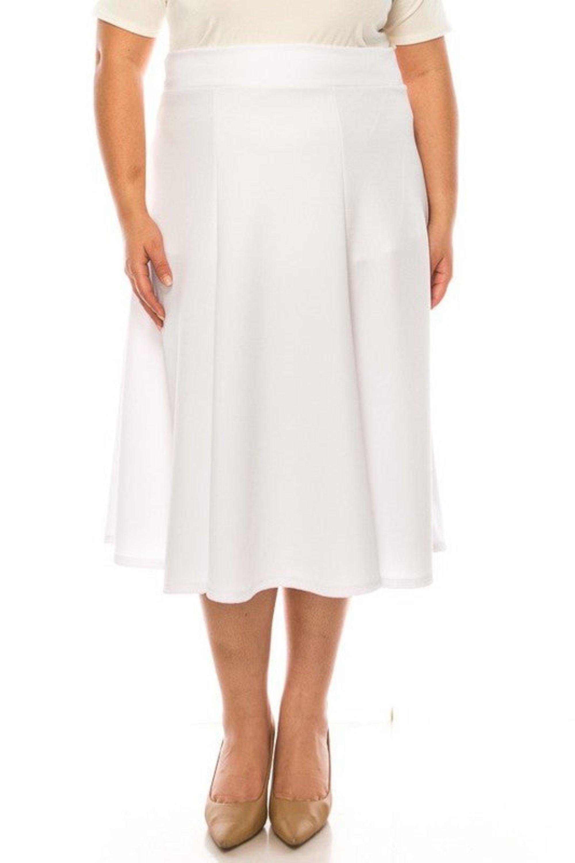 Plus Sized Paneled A-Line Midi Skirt