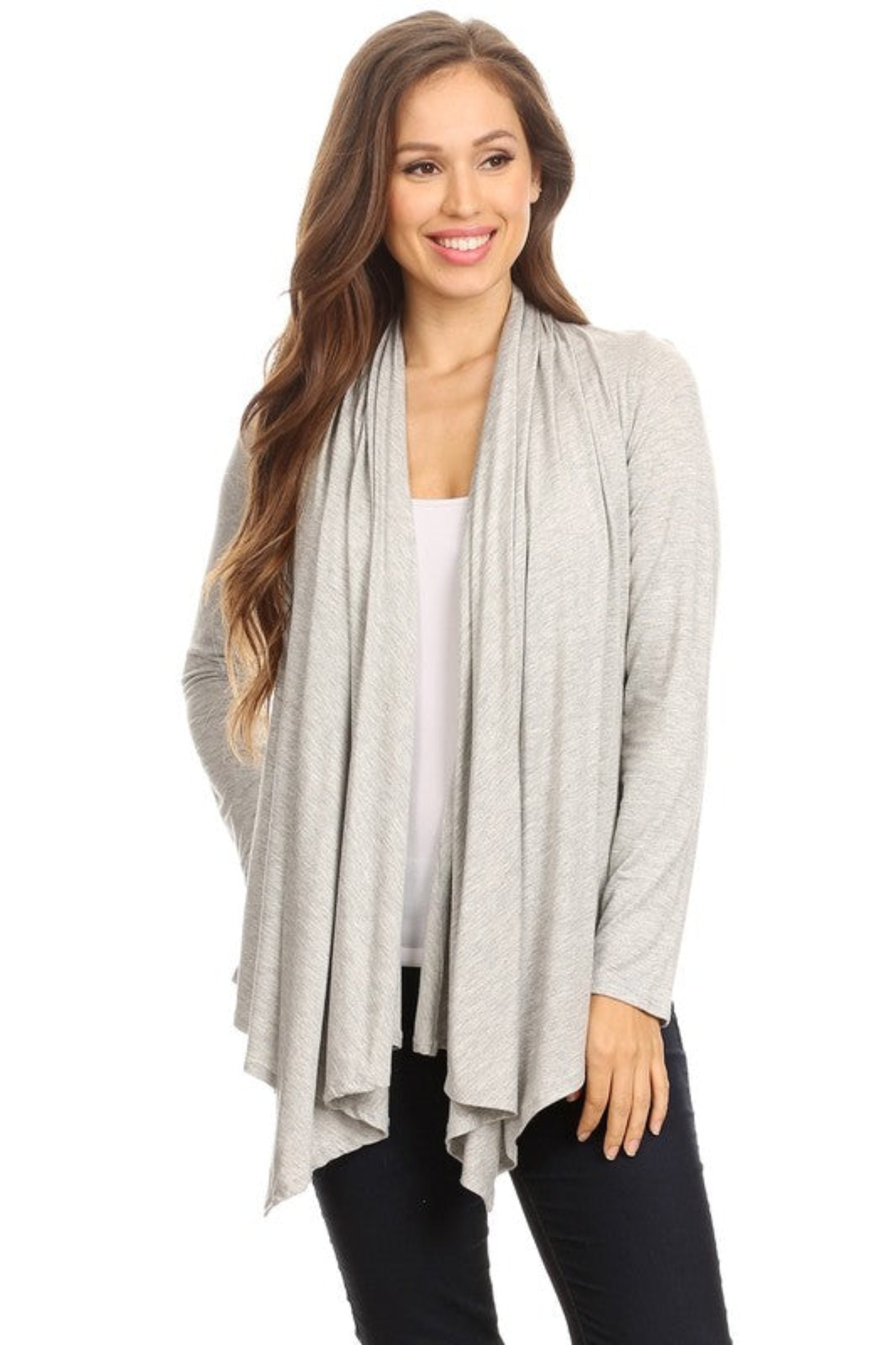 Solid Waist Length Cardigan in a Loose Fit