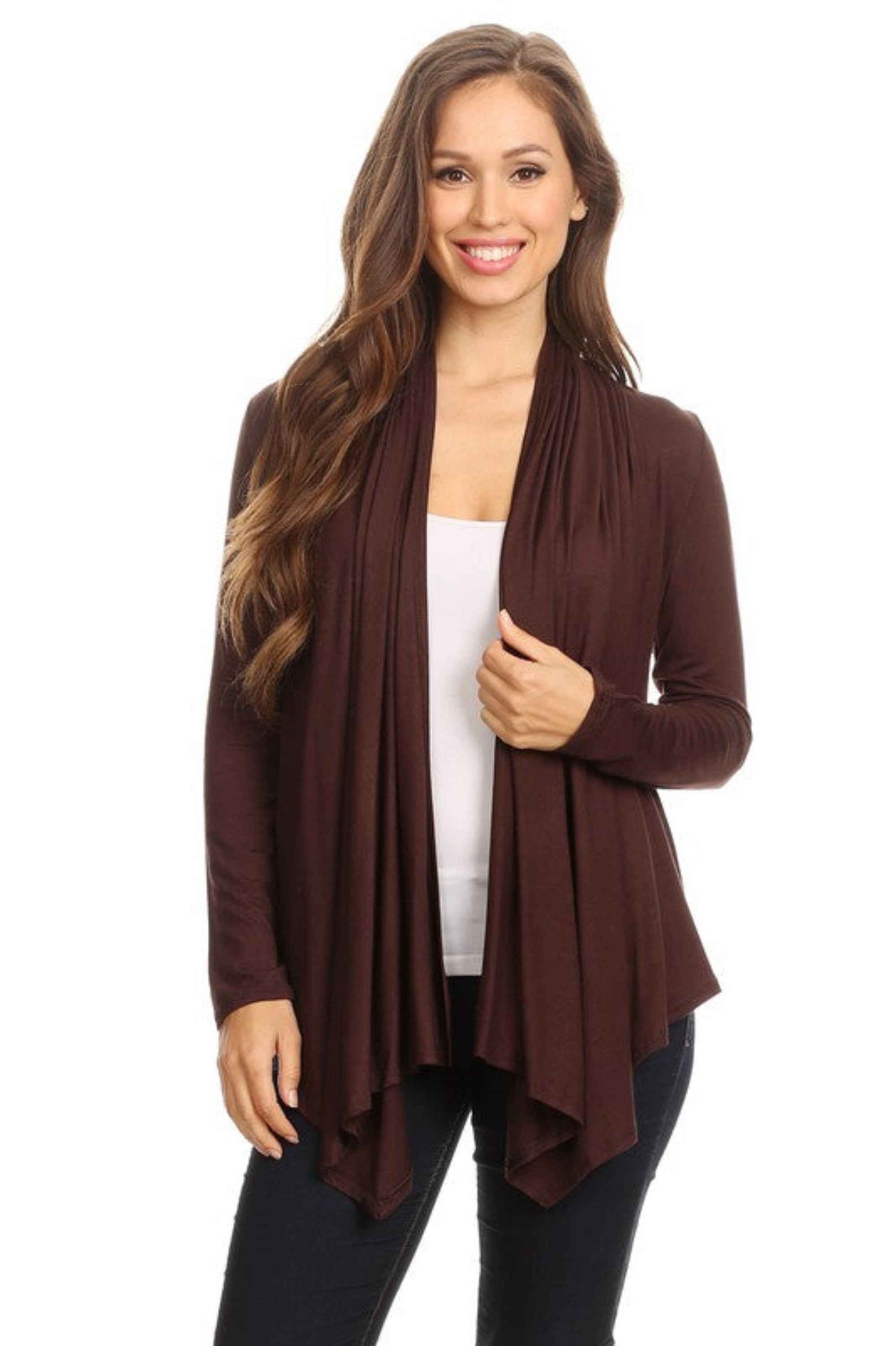 Solid Waist Length Cardigan in a Loose Fit