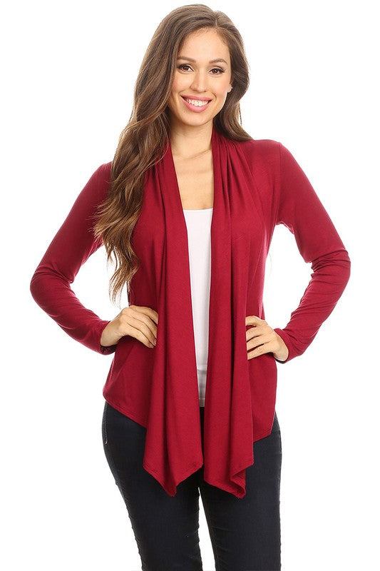 Solid Waist Length Cardigan in a Loose Fit