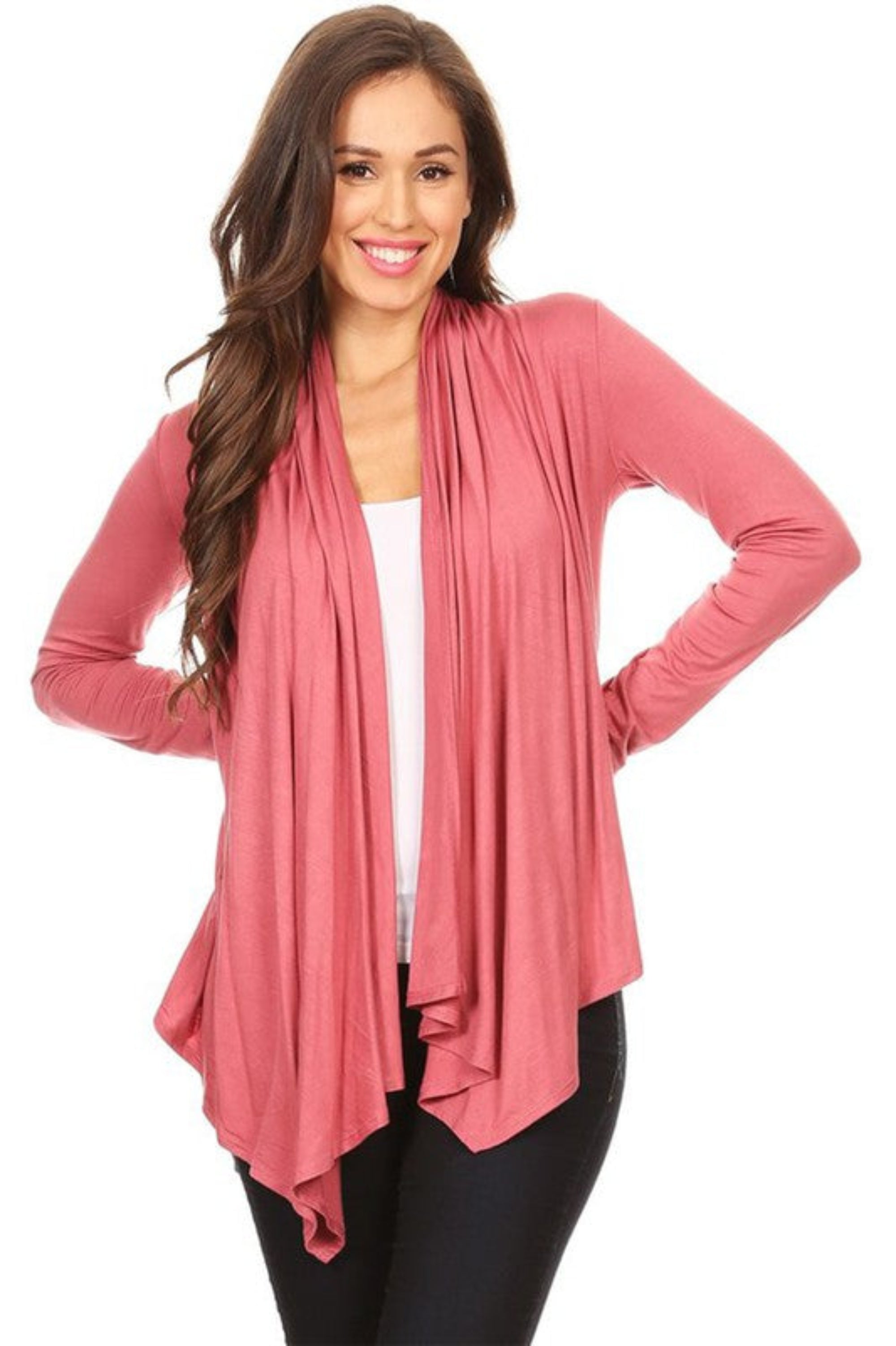 Solid Waist Length Cardigan in a Loose Fit