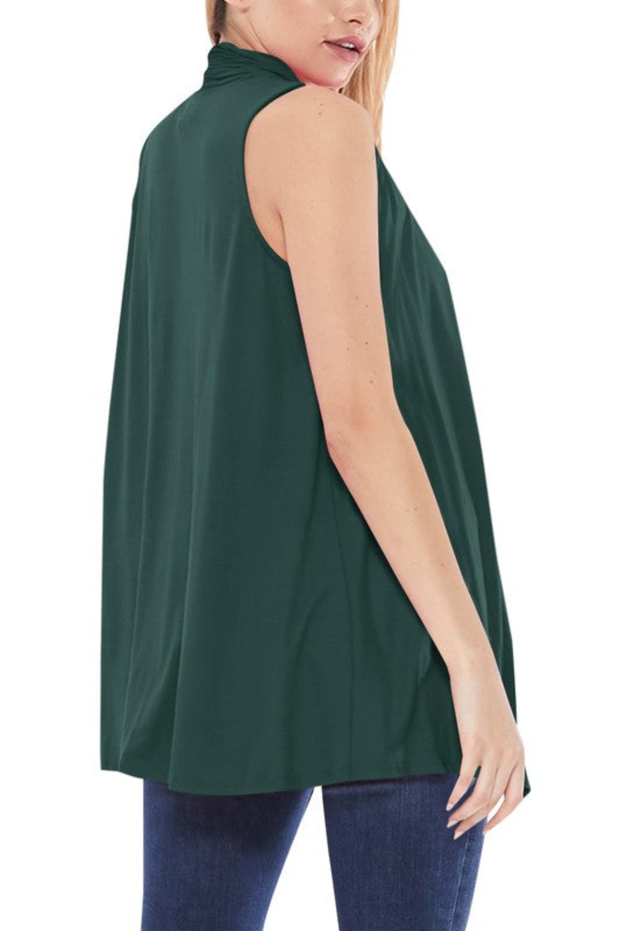 Solid Long Body Open Front Vest in a Loose Fit