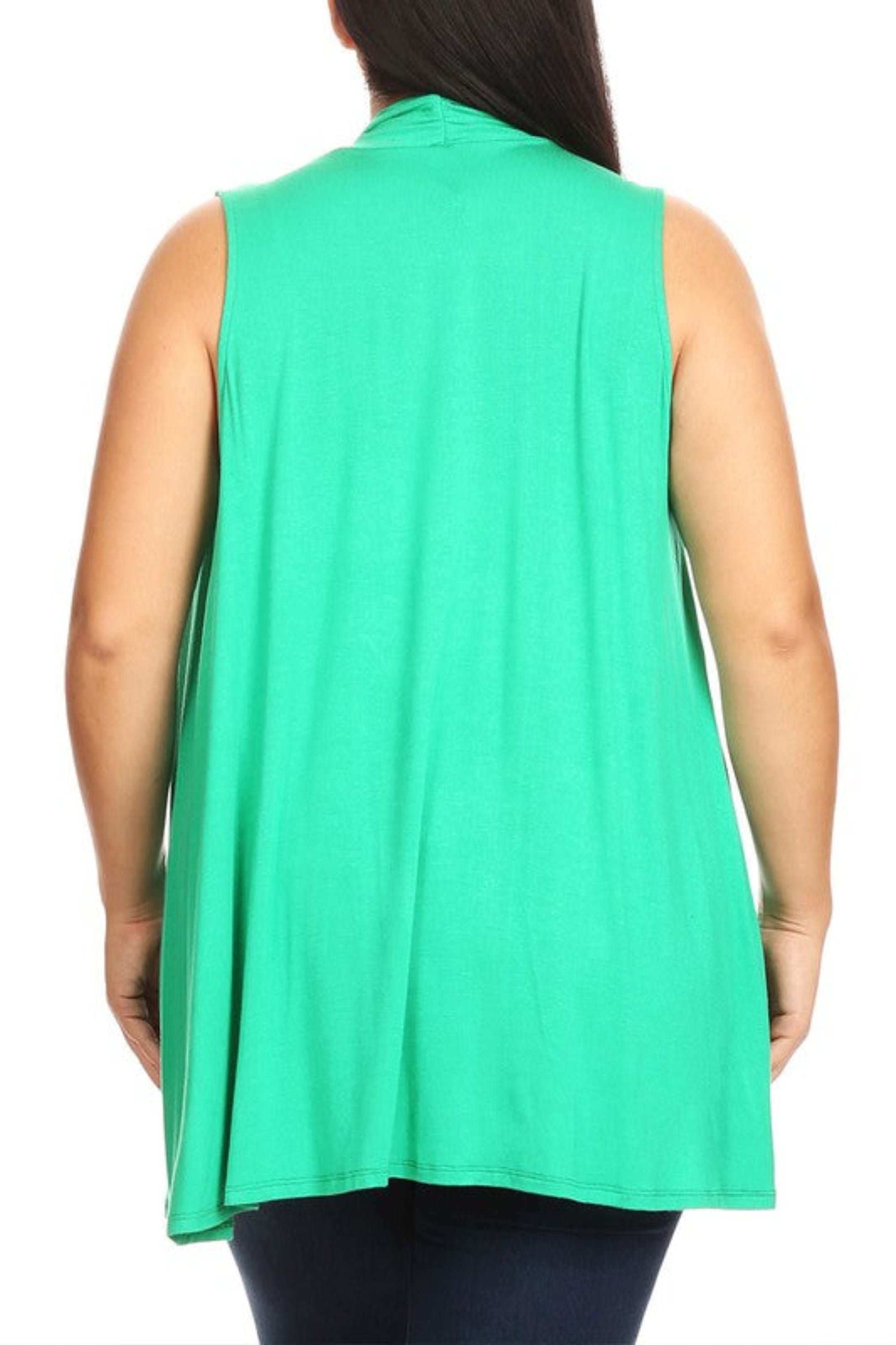 Plus Solid Open Front Vest in a Loose Fit