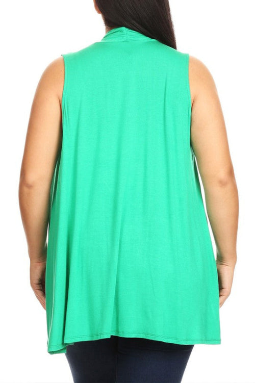 Plus Solid Open Front Vest in a Loose Fit
