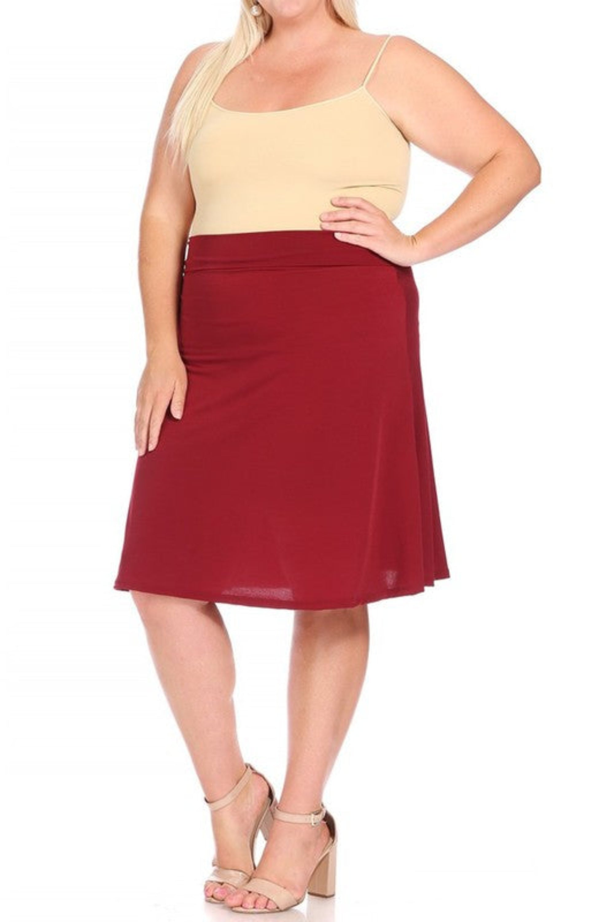 Plus Size Solid A-line Pull On Skirt