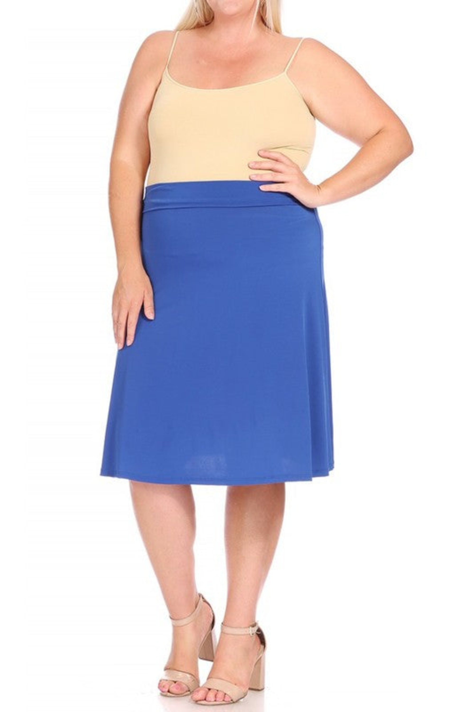 Plus Size Solid A-line Pull On Skirt