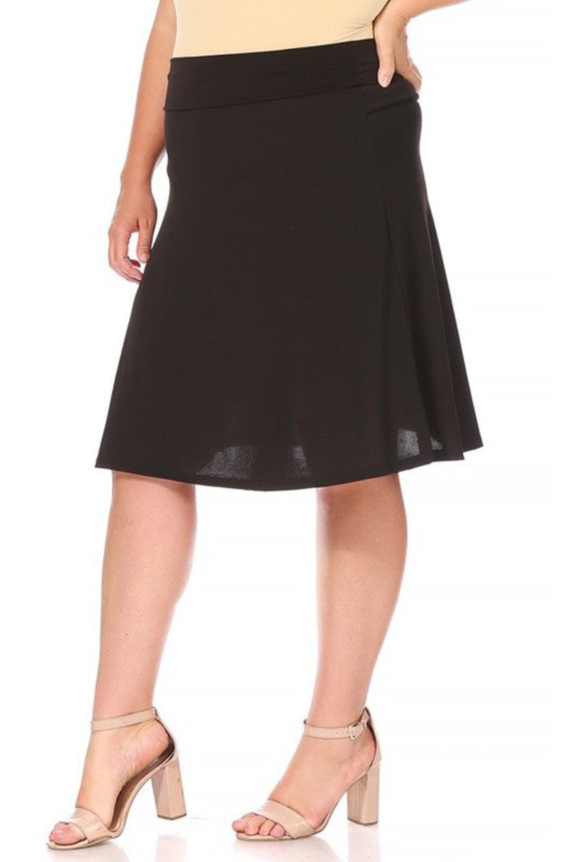 Plus Size Solid A-line Pull On Skirt