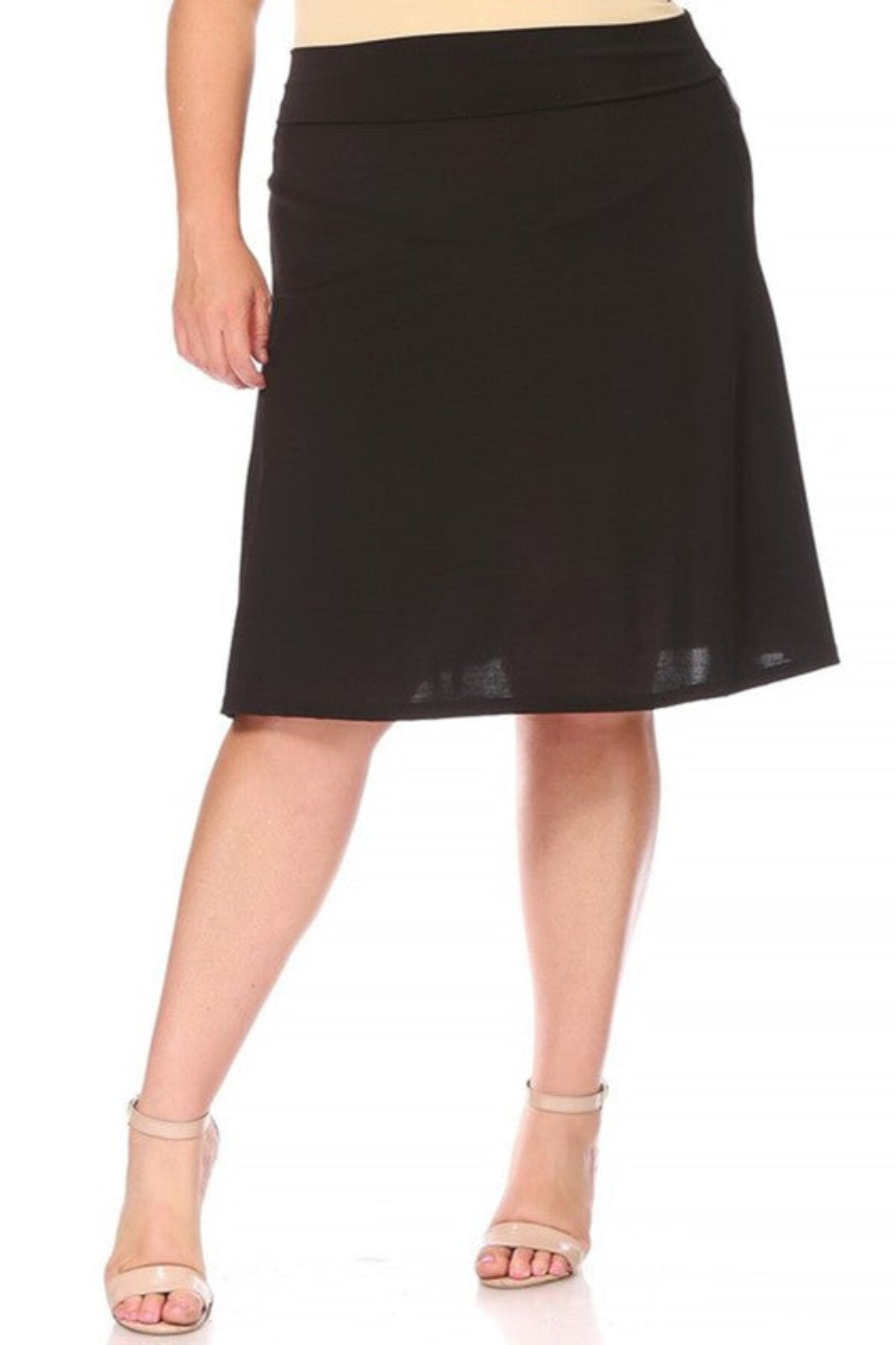 Plus Size Solid A-line Pull On Skirt
