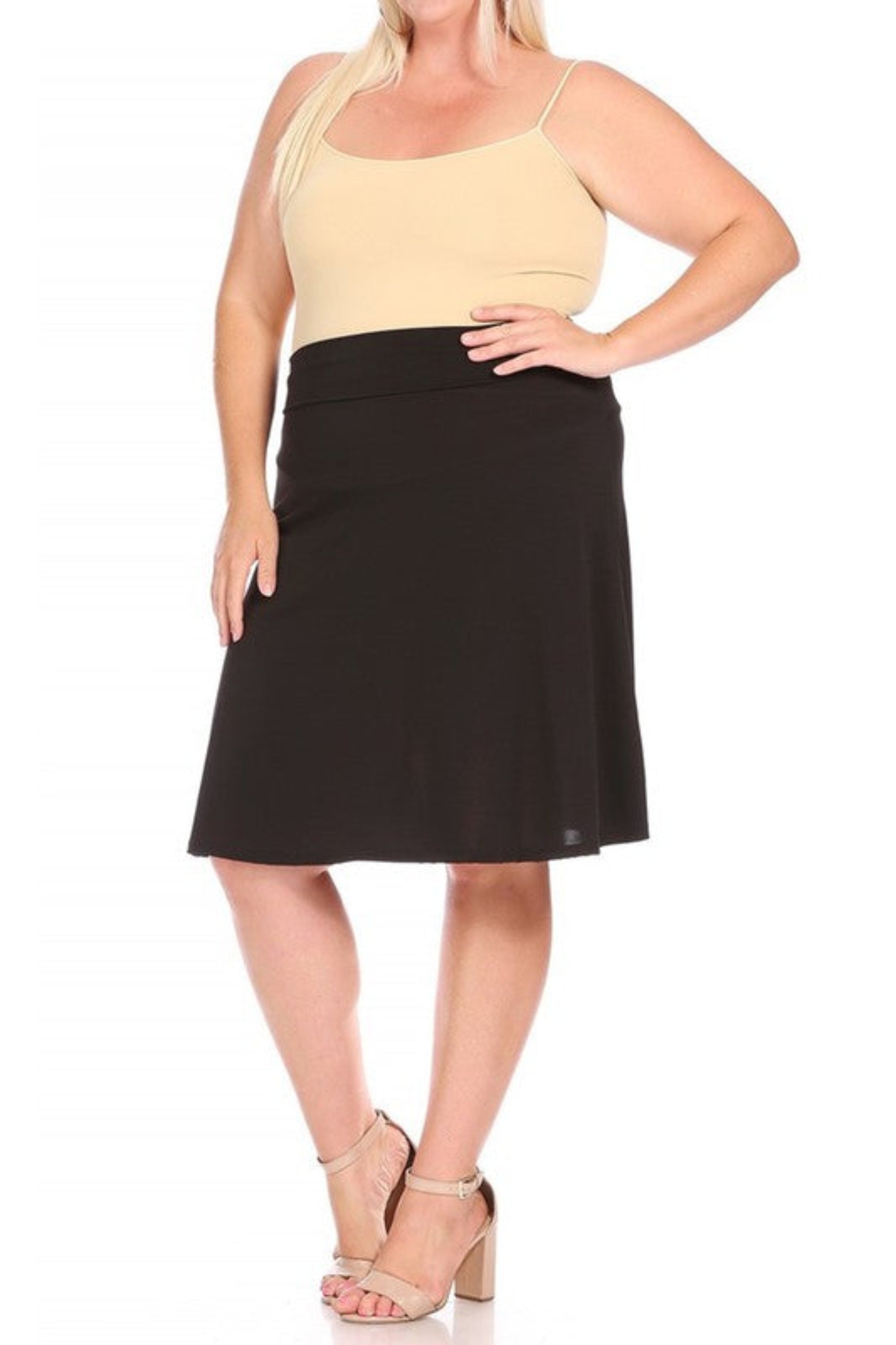 Plus Size Solid A-line Pull On Skirt