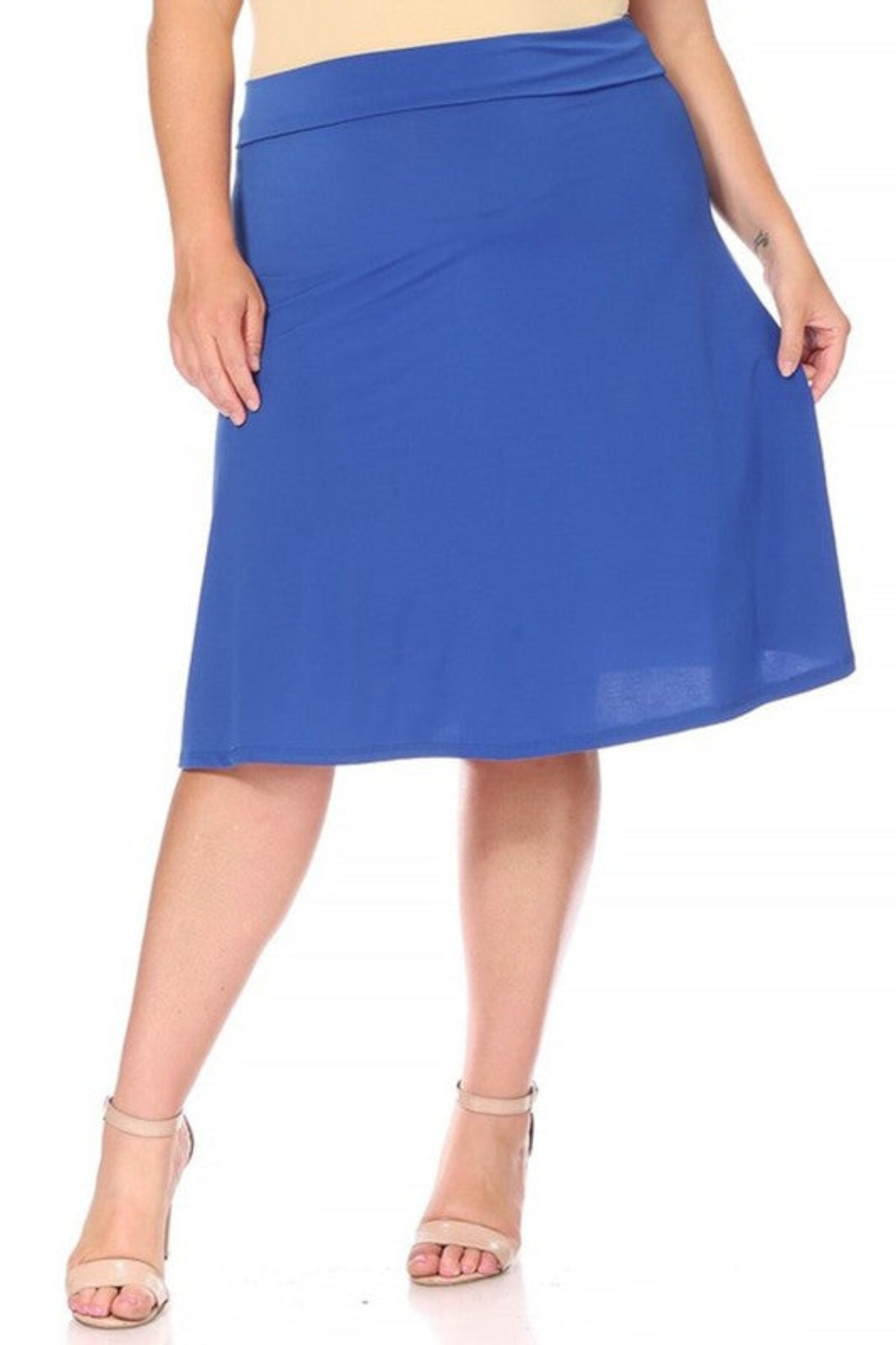 Plus Size Solid A-line Pull On Skirt