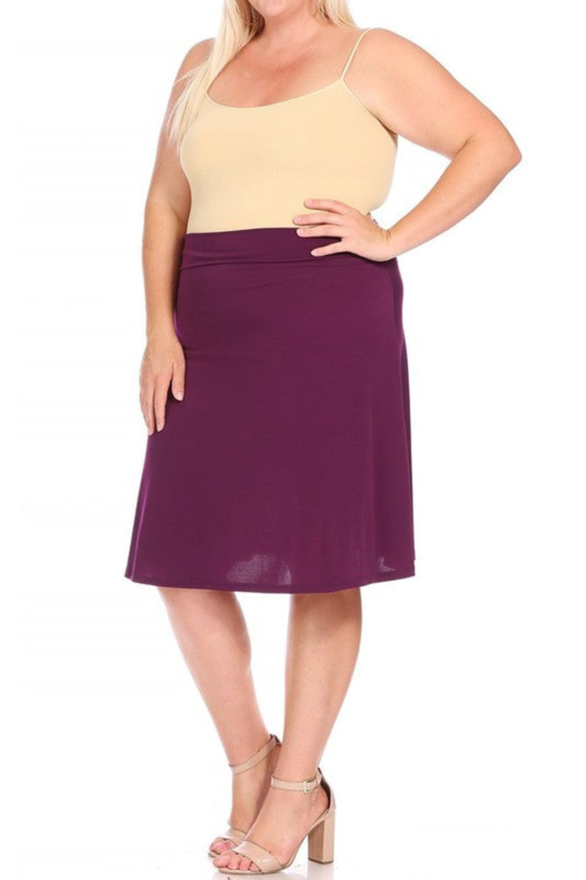 Plus Size Solid A-line Pull On Skirt
